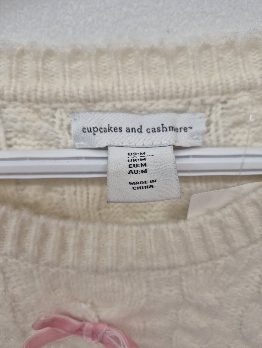 Cupcakes and Cashmere Ivory Pink Bow Sweater Matching Dog Cat Sweater Set M NWT - Picture 7 of 9